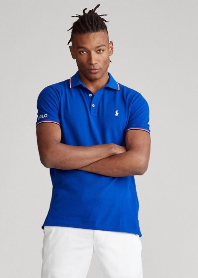 Polos Polo Ralph Lauren Hombre Azules - Custom Slim Fit Mesh - ELJHA1439